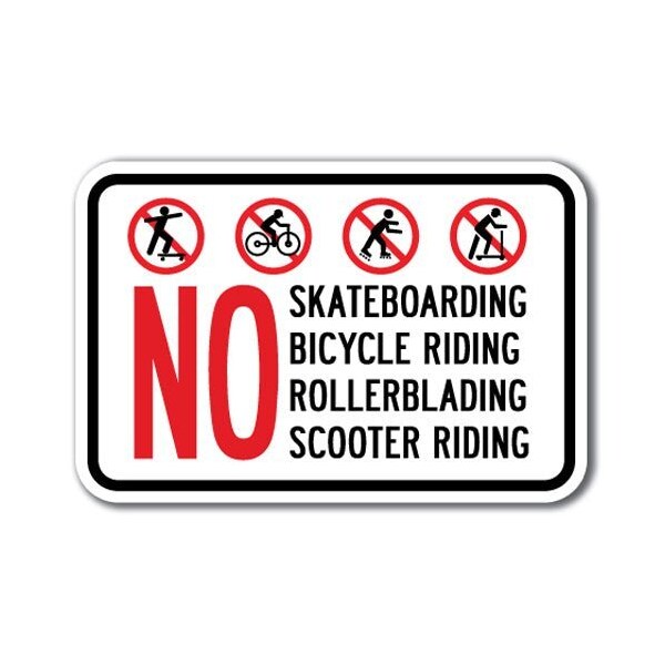 Signmission Safety Sign, 12 in Height, Aluminum, 18 in Length, No Skateboarding - NS A-1218 No Skateboarding - NS - main